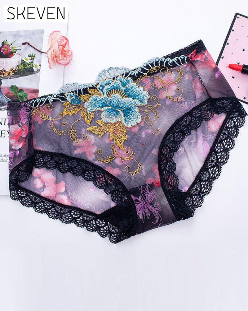 Culotte antibactérienne avec broderie en dentelle