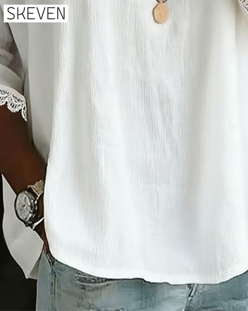 Lace Panels Peter Pan Collar Blouse