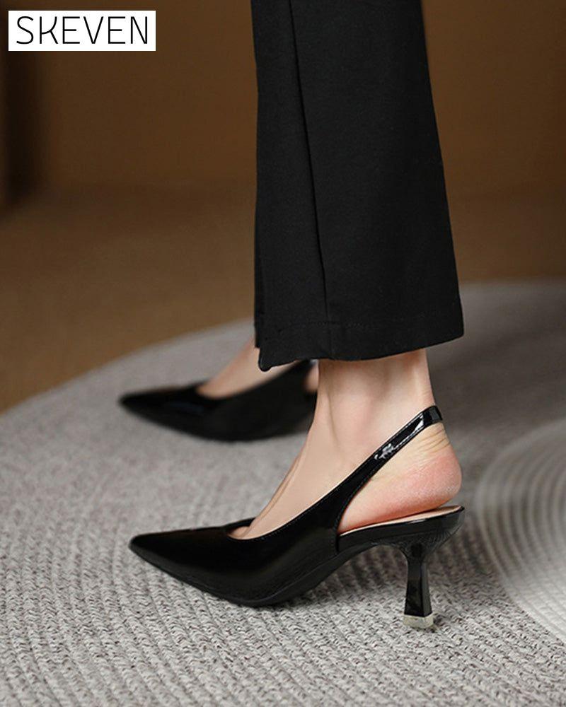einfarbige, elegante, spitze High Heels