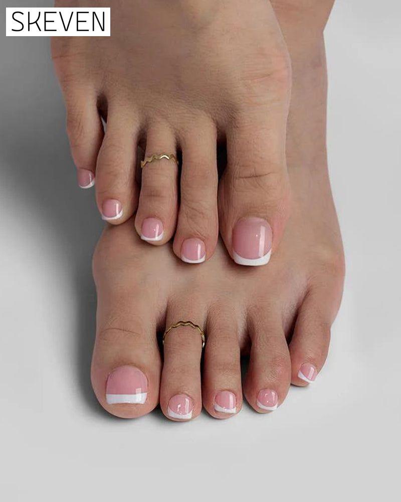 French Short Nude Toe Nails