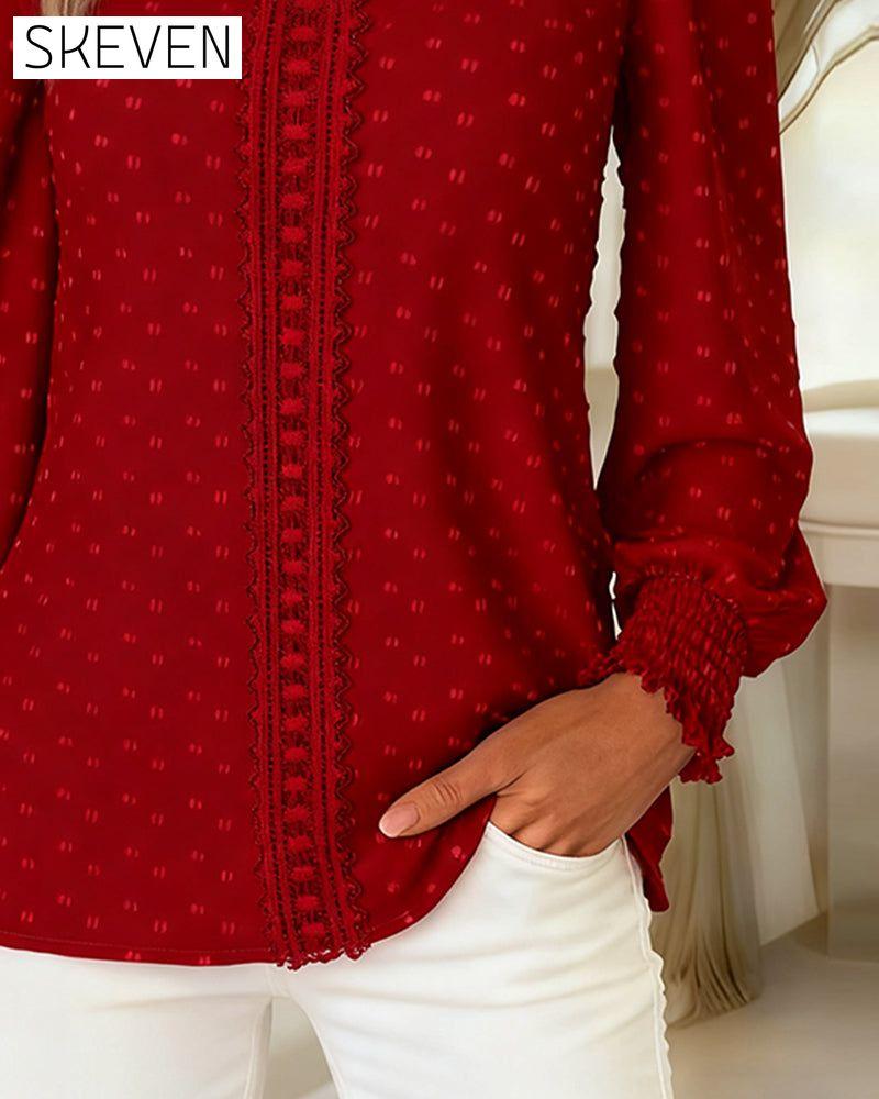 Round Neck Puff Sleeve Blouses