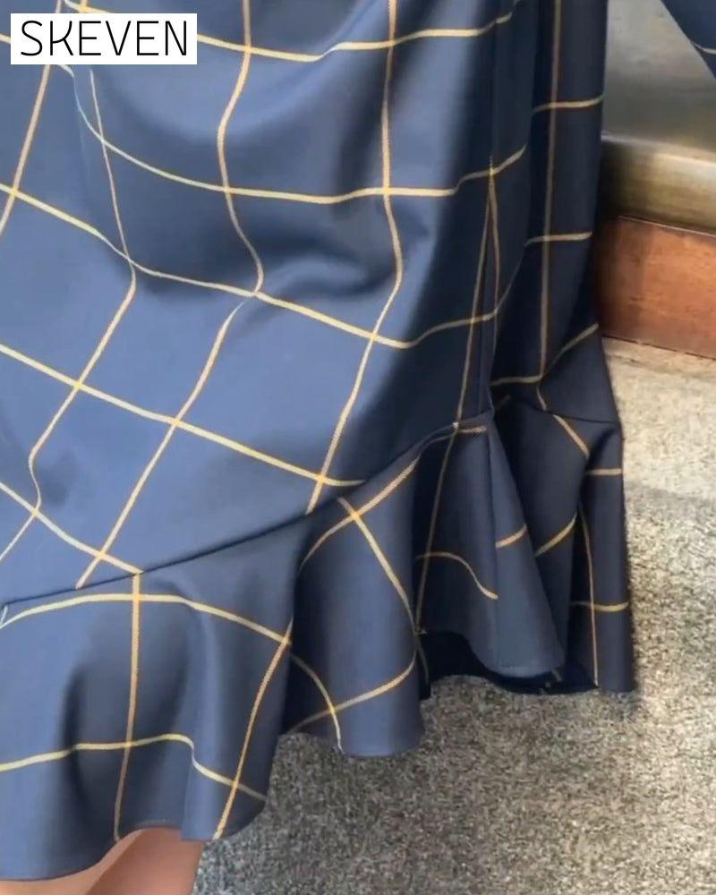 Vintage-Kleid mit Rundhalsausschnitt und Karomuster