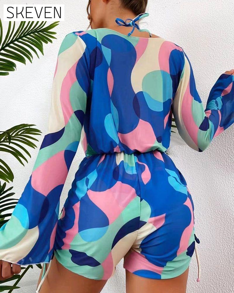 Maillot de bain trois pièces imprimé Cover Up