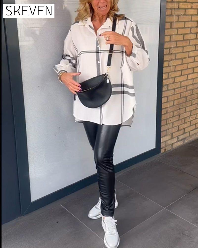 Casual lapel plaid shirt