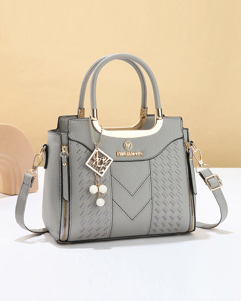Women's V-Stitched Top-Handle Satchel Bag