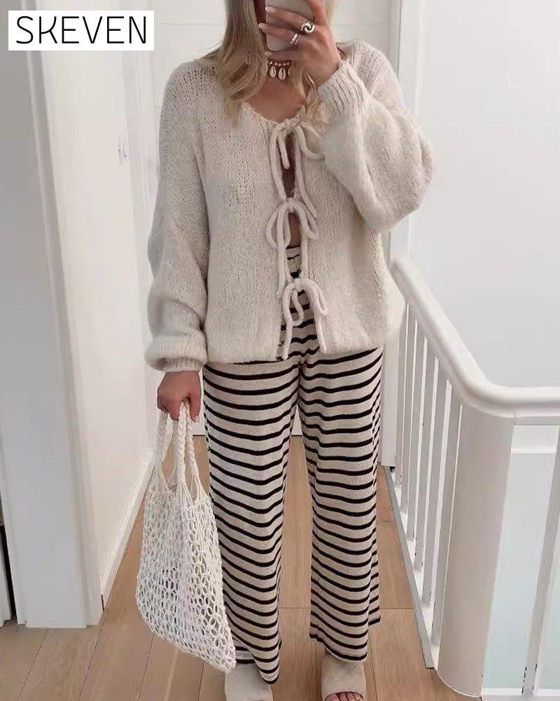 Lässiger, einfarbiger Cardigan mit Schnürung