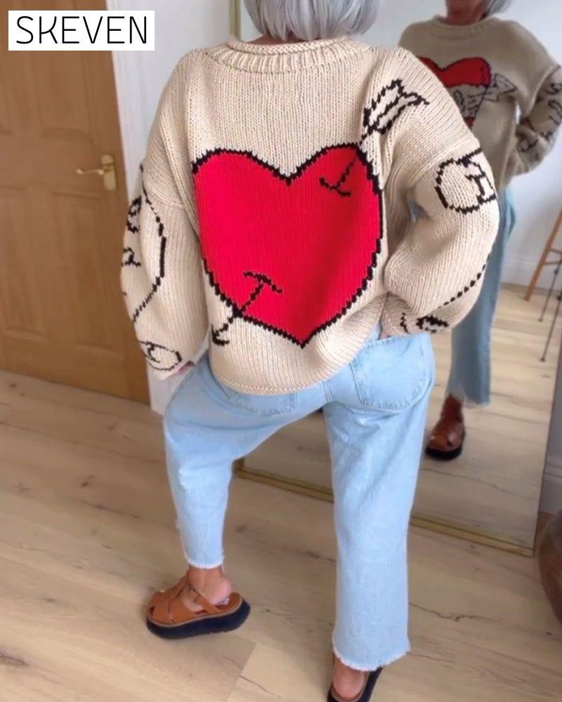 Love pattern casual sweater