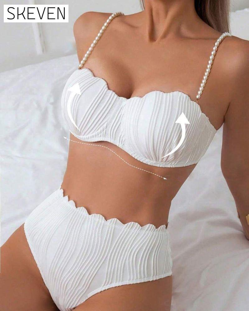 Bikini sexy à jarretelles perlées