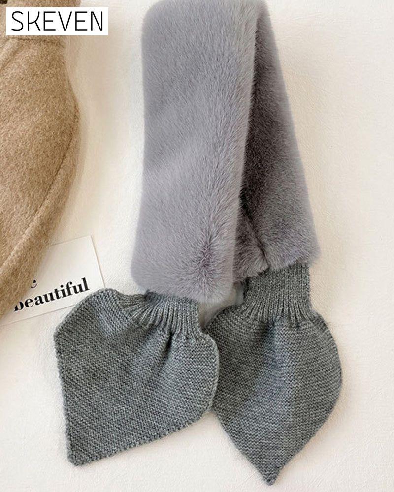 Fashionable Knitted Patchwork Fur Scarf