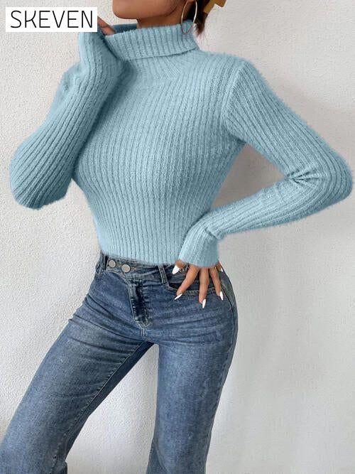Ribbed Turtleneck Long Sleeve Sweater clothes Ship From Overseas sweater sweaters X.W
