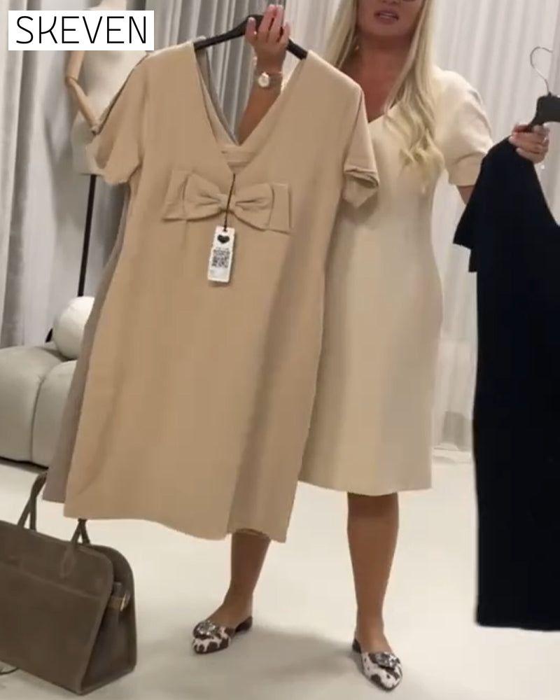 Fashionable And Elegant V-Neck Casual Dress
