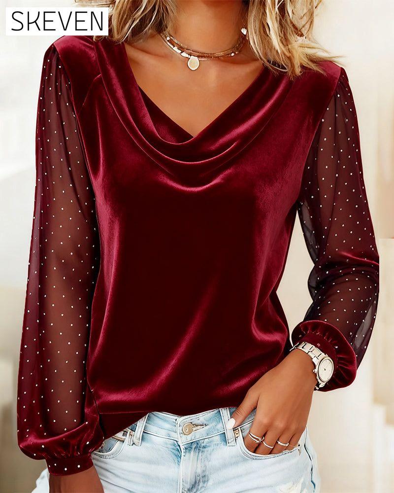 Langarmshirt mit Swingkragen und Einsätzen