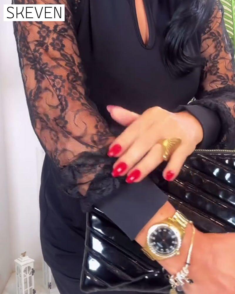 Fashionable Lace Long Sleeve Dress