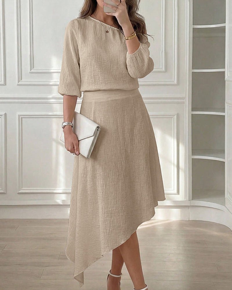 One-Shoulder Asymmetric Skirt Set