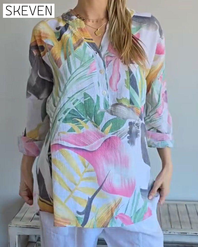 Button V-Neck Blouse
