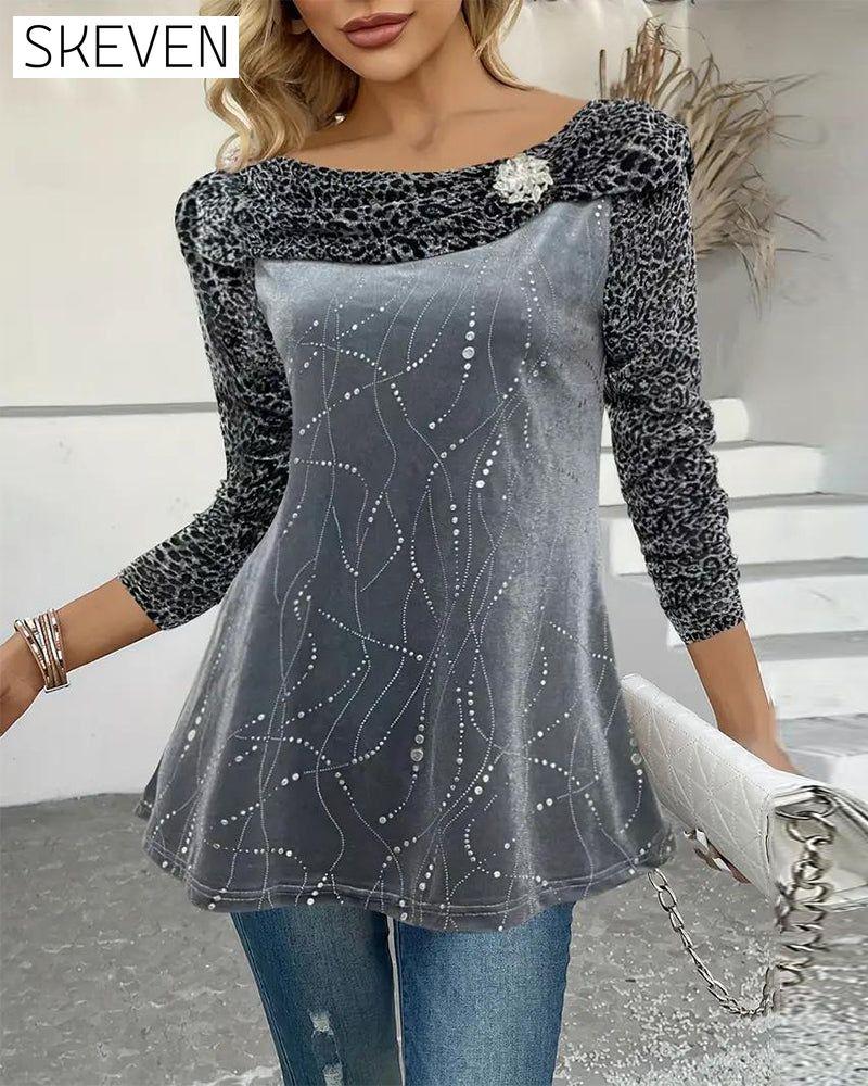 Leopard Print Long-Sleeved Top