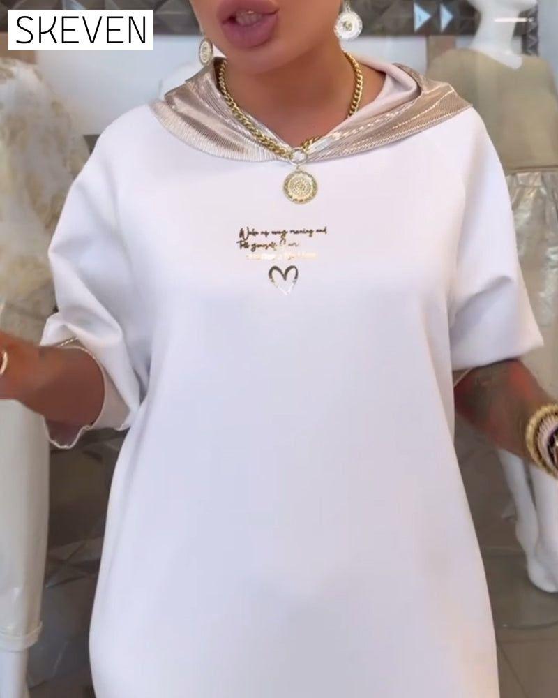 Kapuzenkleid in Unifarbe mit lockerem Schlitz