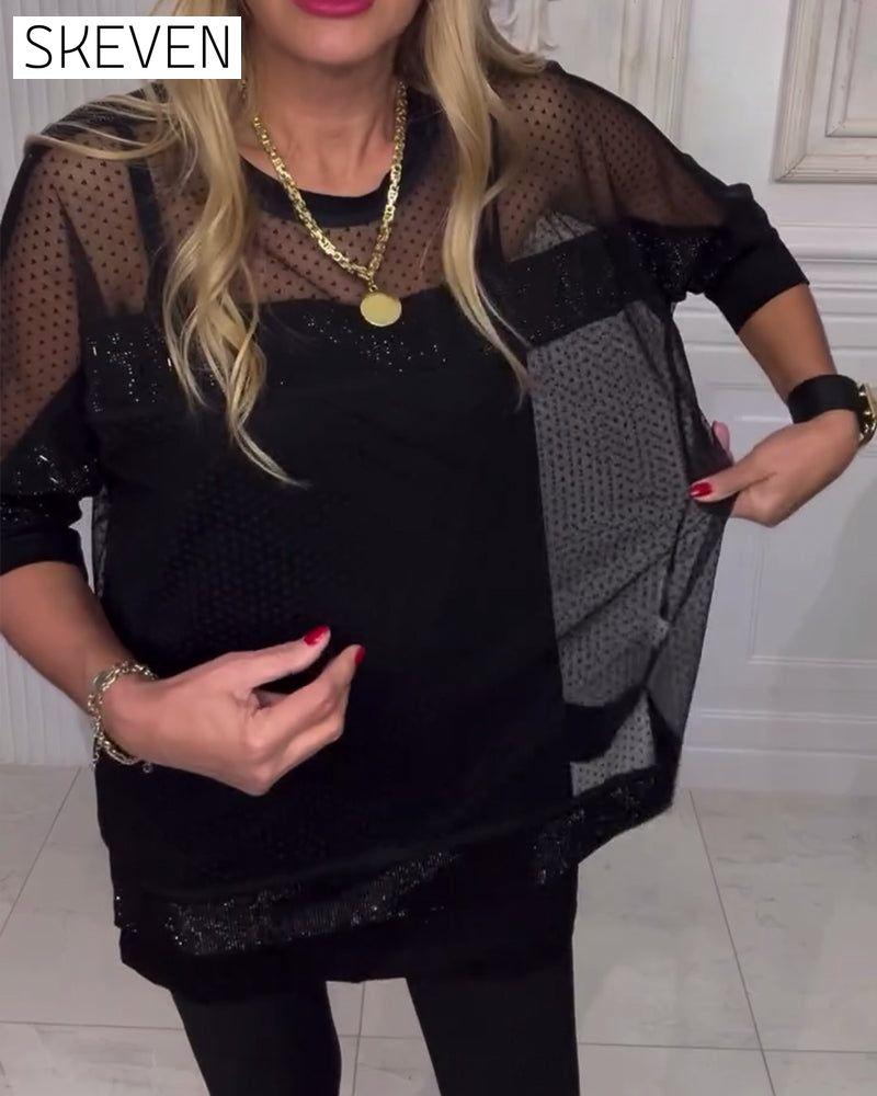 Patchwork Long Sleeve Blouse