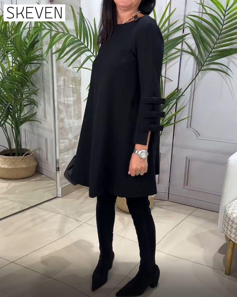 Casual Knee Length Dress with Long Sleeve