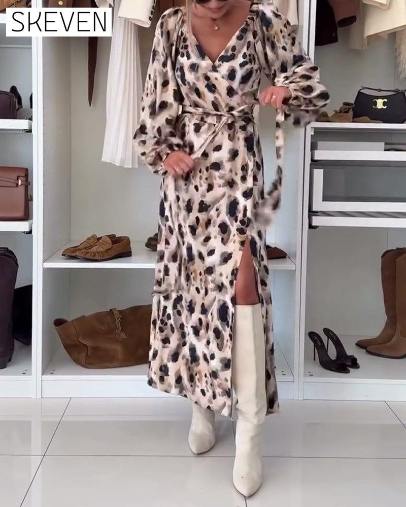 Sexy V-Neck Printed Dress