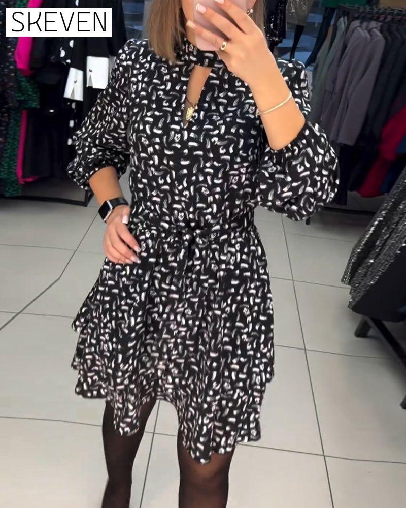 Elegant printed cutout dress