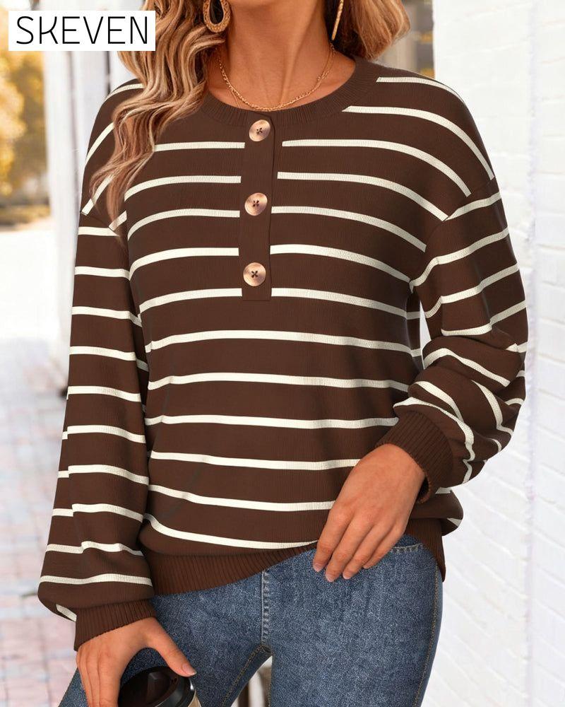 Sweat-shirt rayé à côtes amples