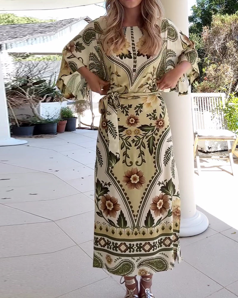 Round Neck Floral Print Dress