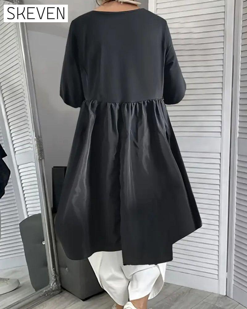 Knit Patchwork Side Tie Dress