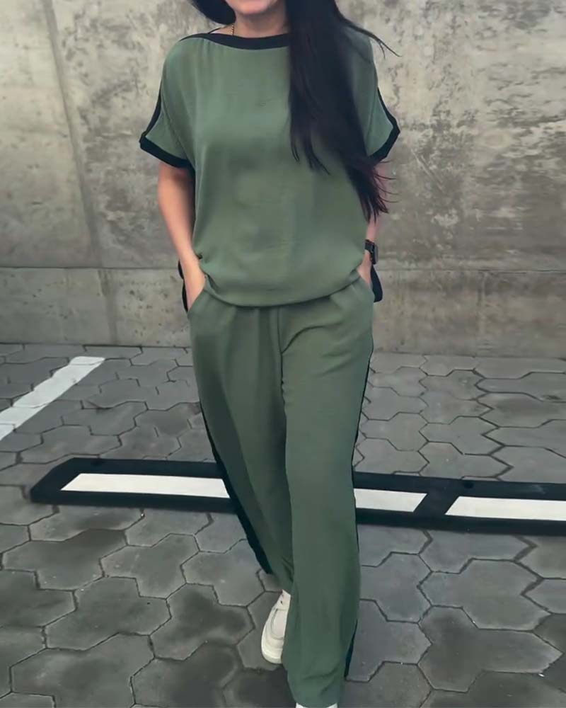 Flowy Round Neck Casual Two-Piece Set