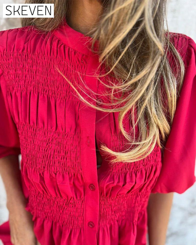 Casual Fashion Short Sleeve Solid Color Blouse