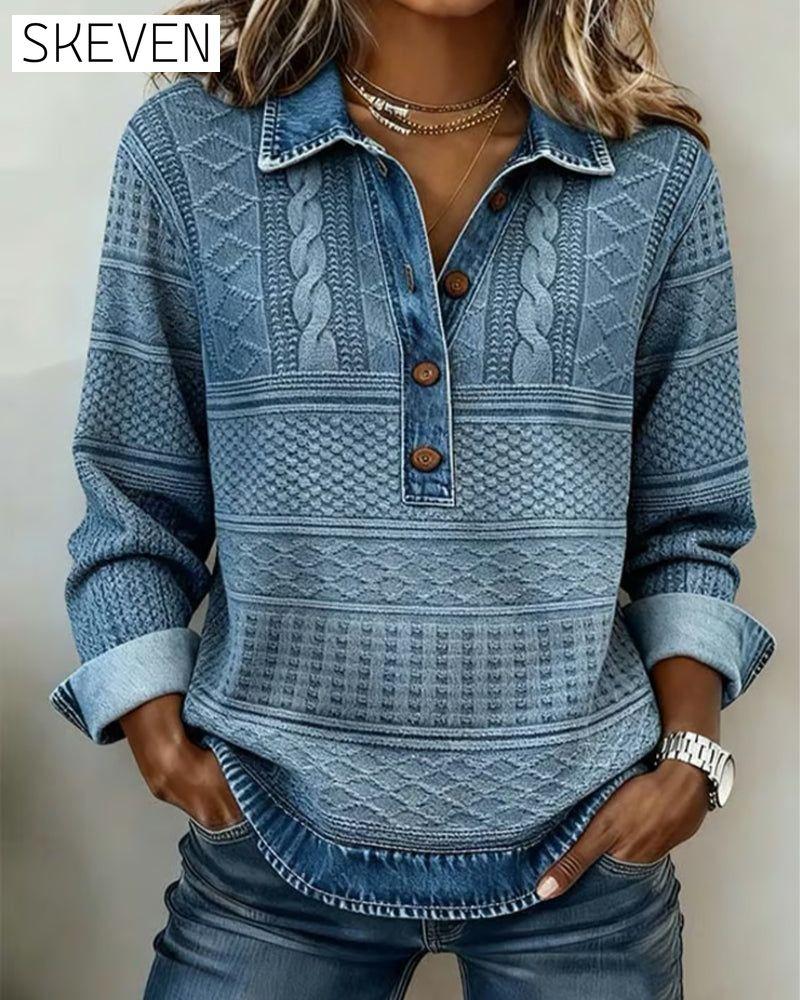 Fashionable Half Button Lapel Sweatshirt