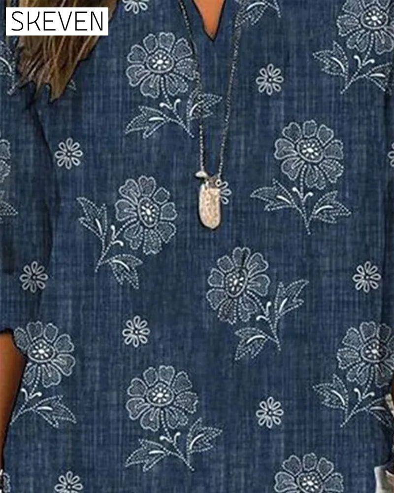 blouse décontractée à imprimé floral