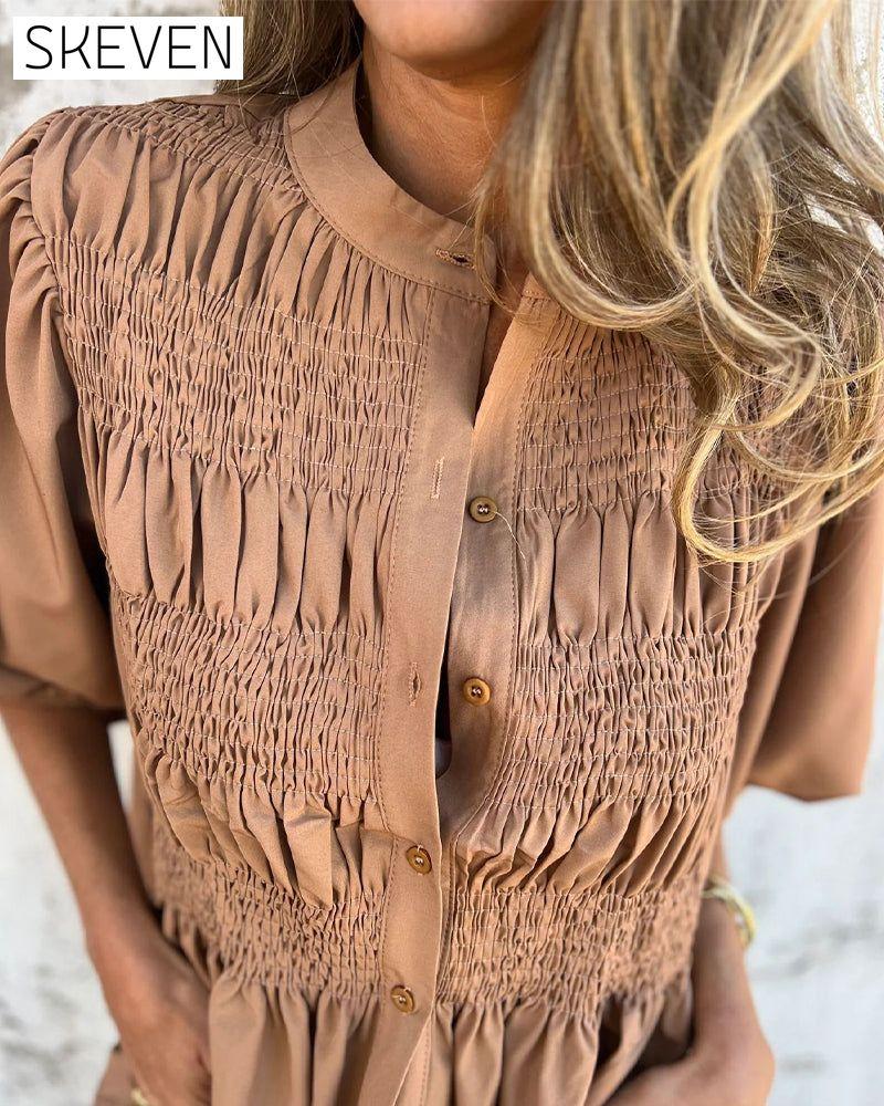 Casual Fashion Short Sleeve Solid Color Blouse