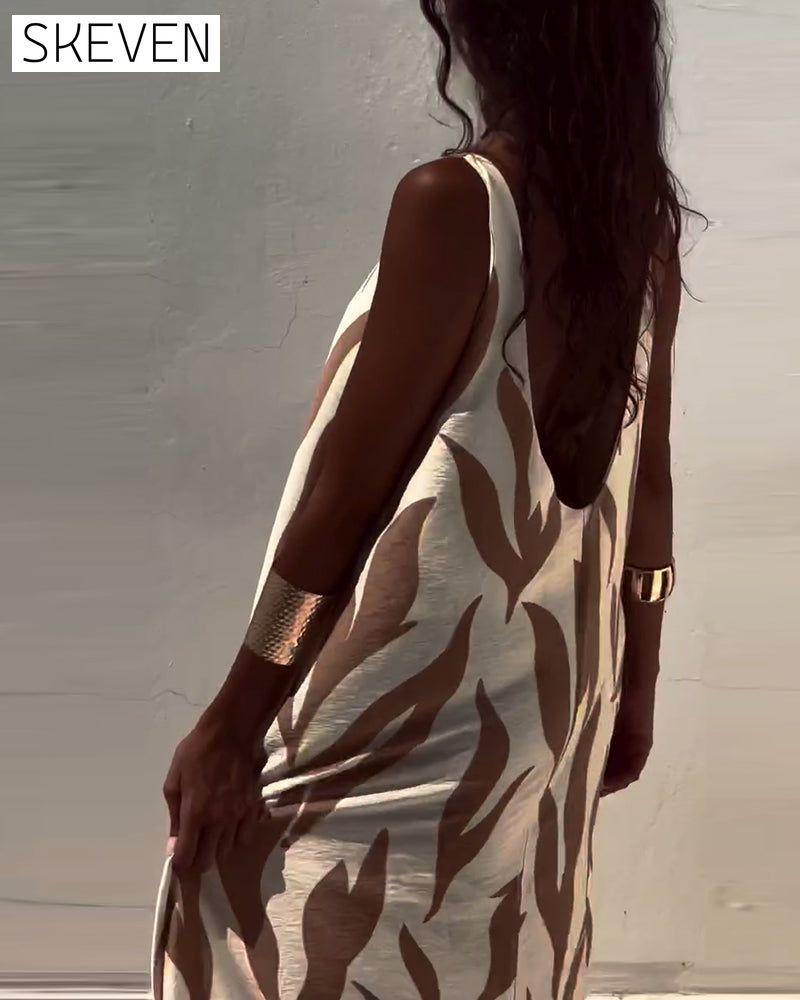 Robe imprimée sans manches et dos nu