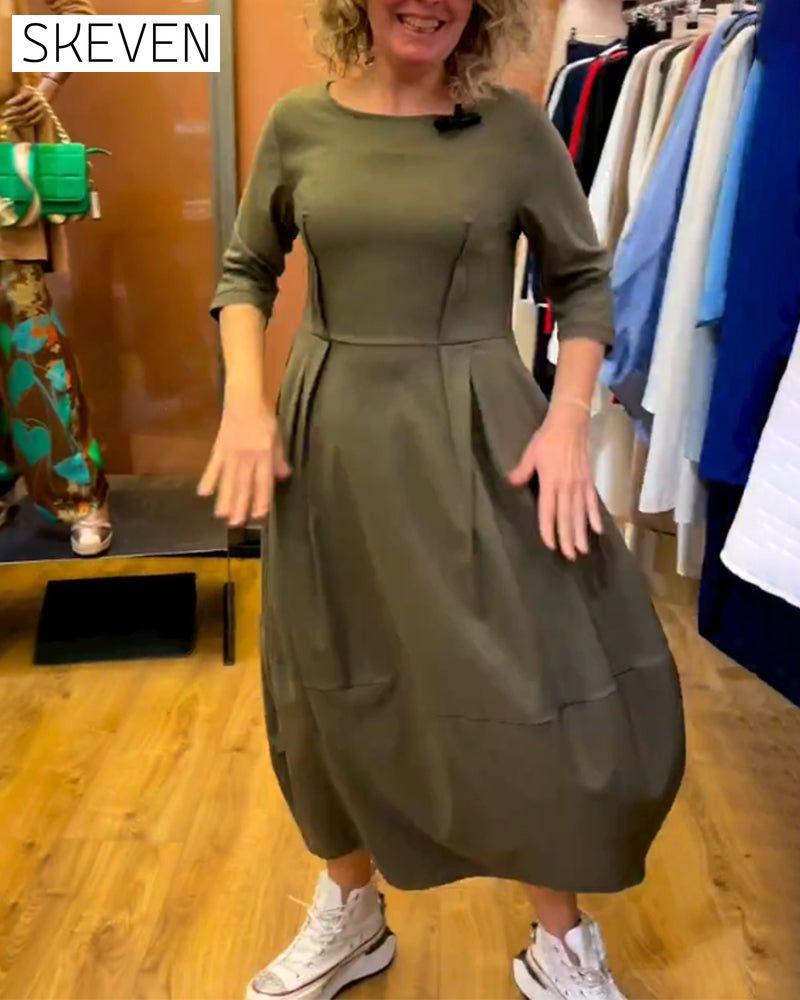 Round Neck 2/3 Sleeve Dress