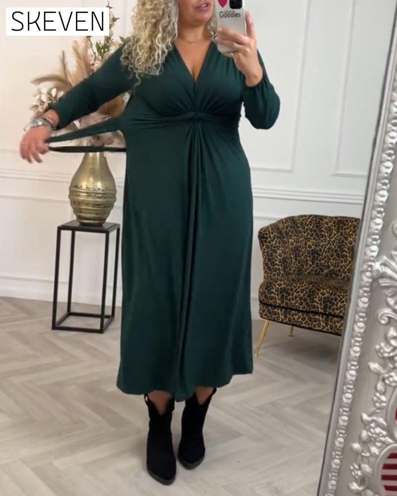 Sexy solid color Dress with Long Sleeve