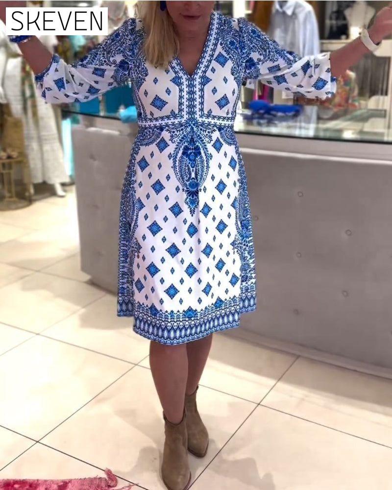 Elegant V-neck midi dress casual dresses spring summer