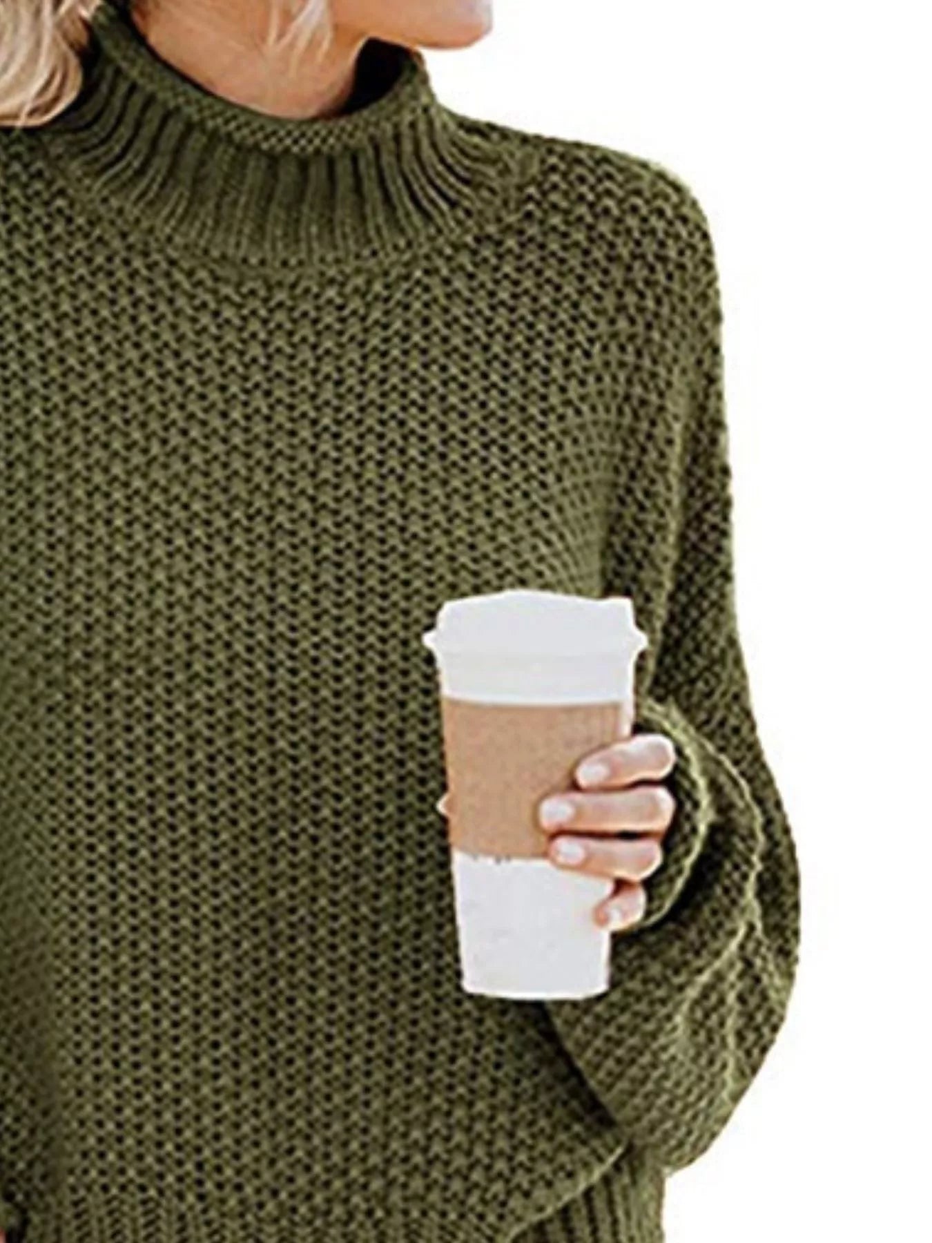 Full Size Chunky Knit Turtleneck Sweater Plus Size