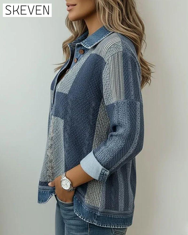 Sweat-shirt imprimé à manches longues et blocs de couleur