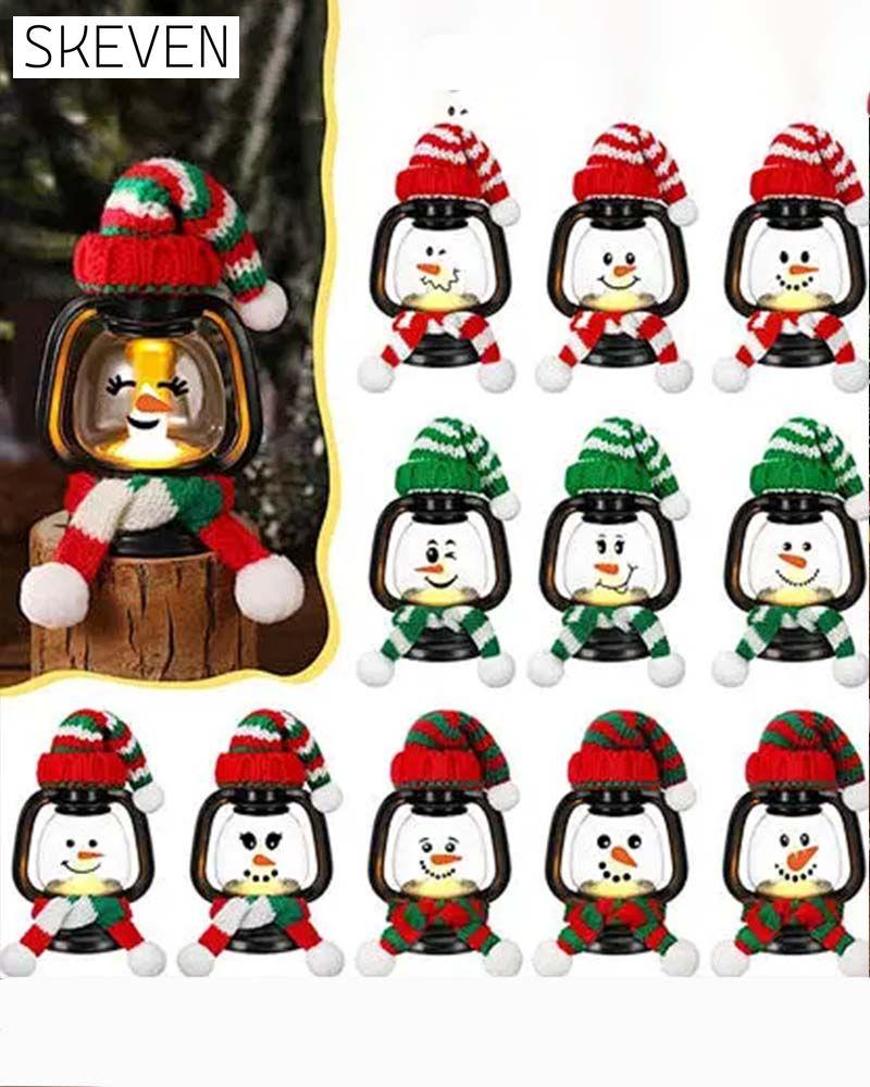 🎅Christmas Special Offer-Christmas Decoration: Mini Snowman Lantern with Hats and Scarves
