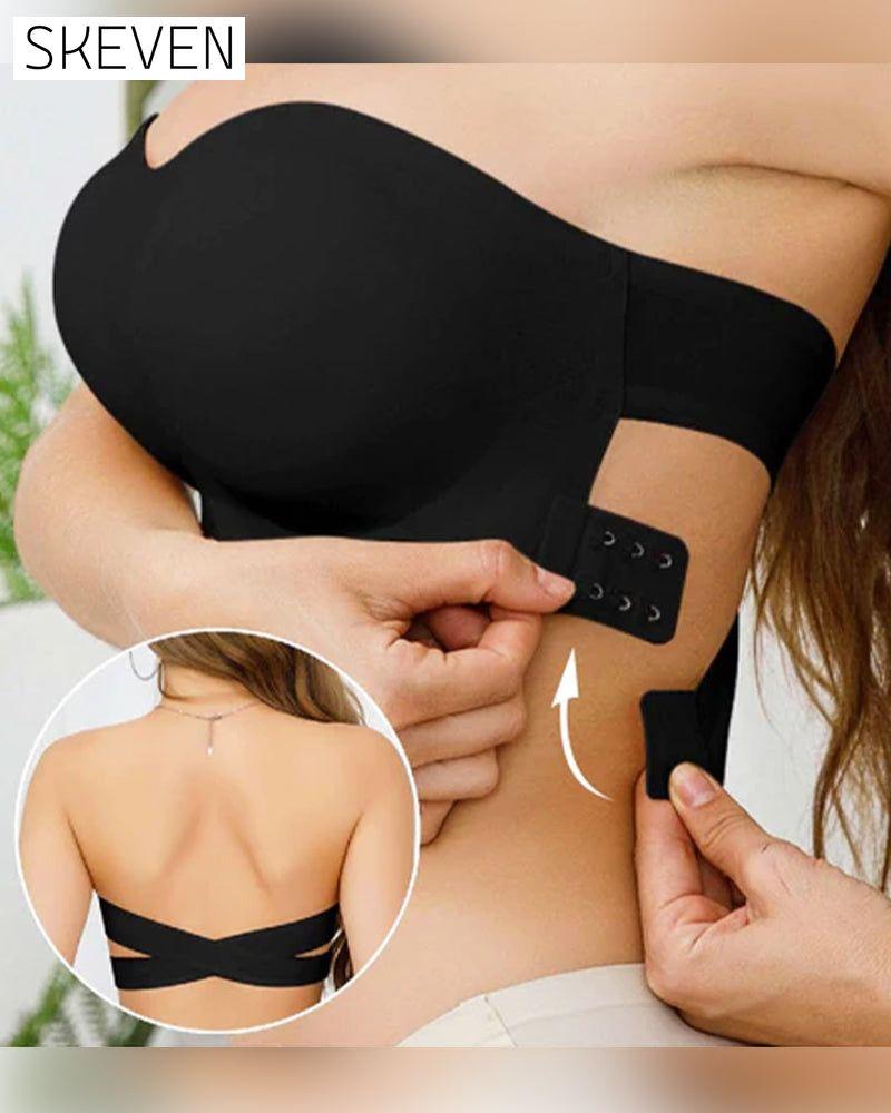 Soutien-gorge sans bretelles et sans armatures avec fermeture croisée sur les côtés
