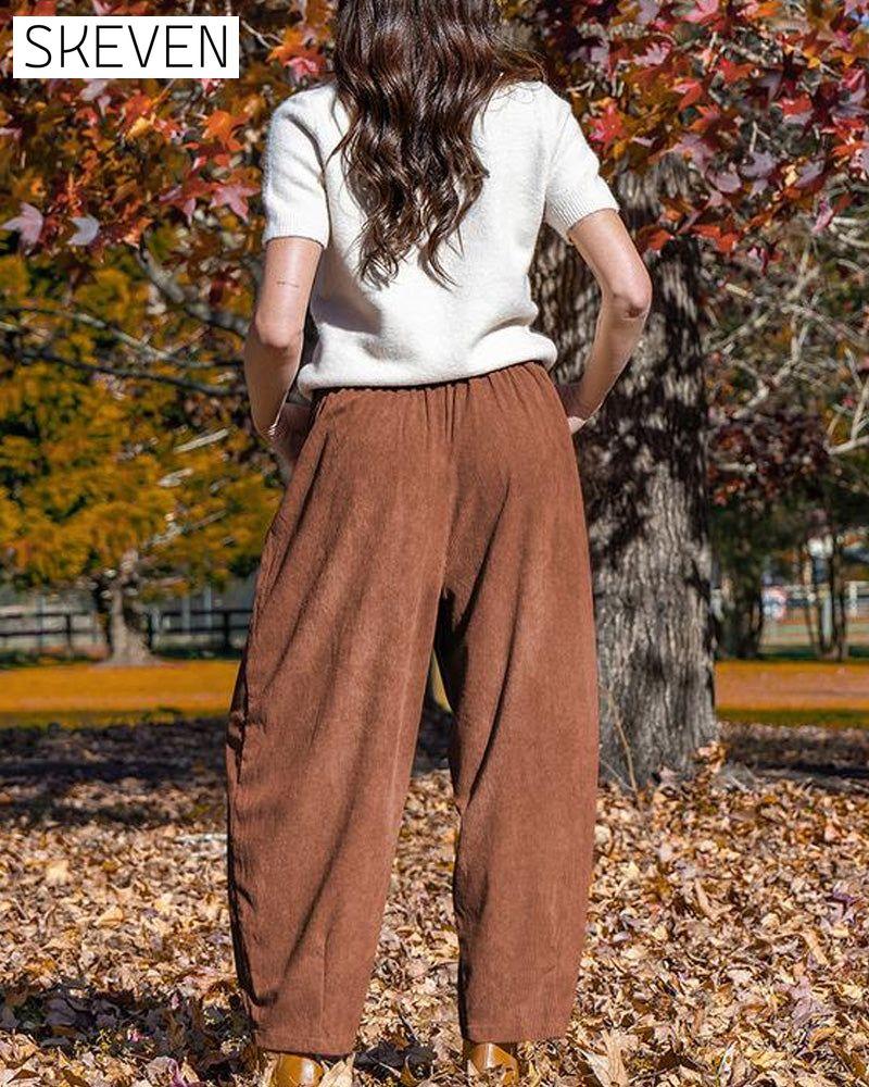 Pantalon large en velours côtelé pour femme 