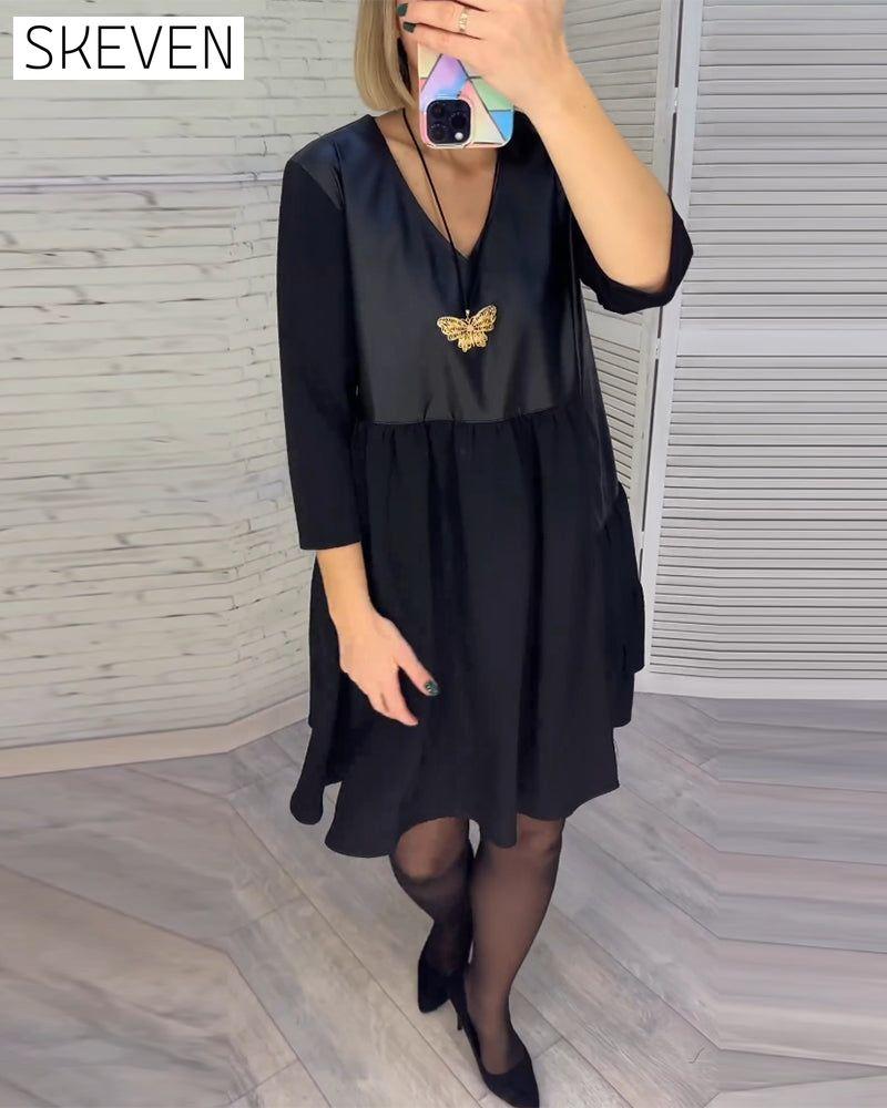 Patchwork V-neck Dress