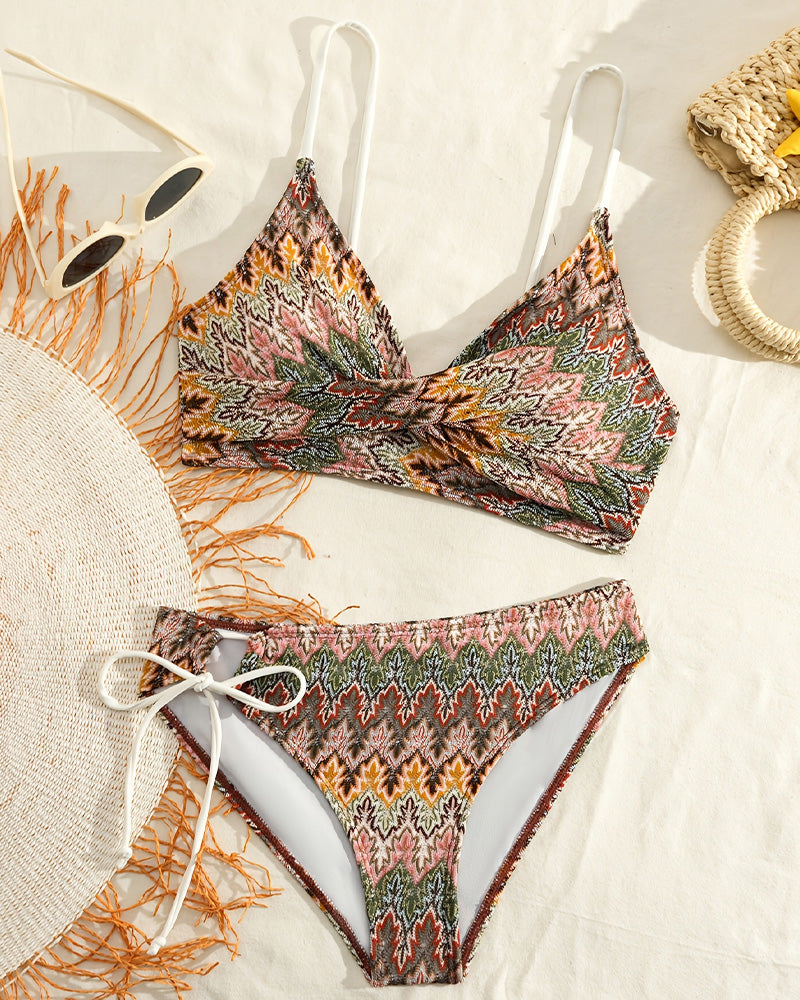 Print Twist Triangle Bikini