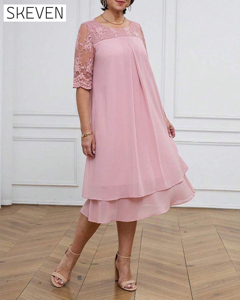 Robe mi-longue en dentelle élégante et tendance