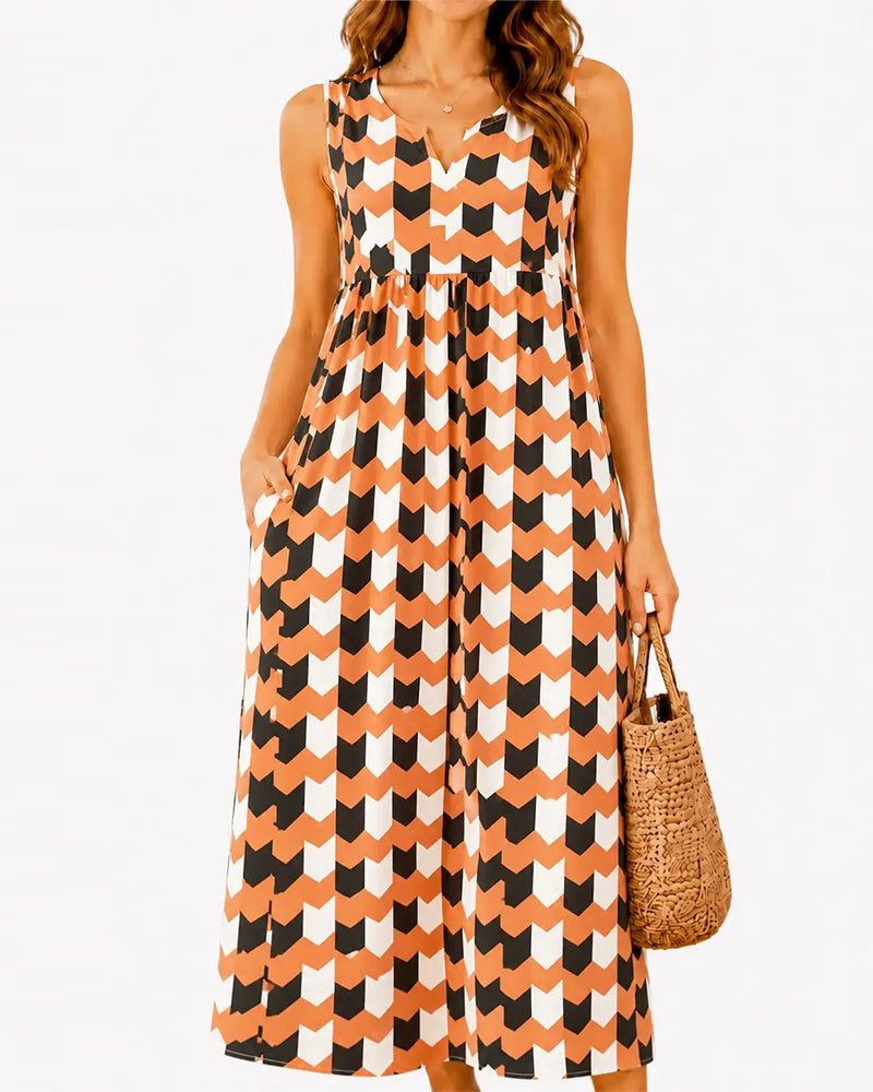 High Waist Casual Sleeveless Dress