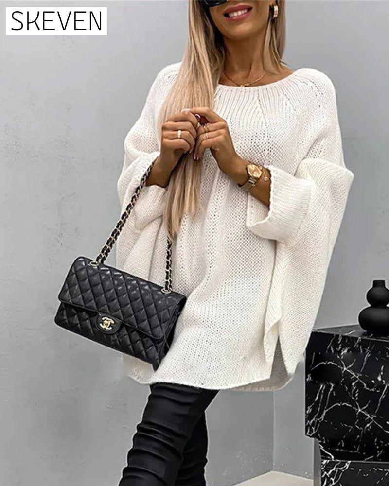 Elegant knitted cape sweater for women