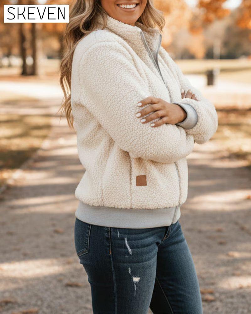 Stand Collar Fleece Zipper Jacket