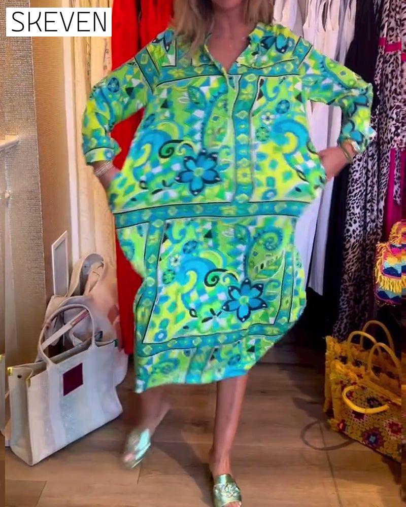 Loose printed pocket dress