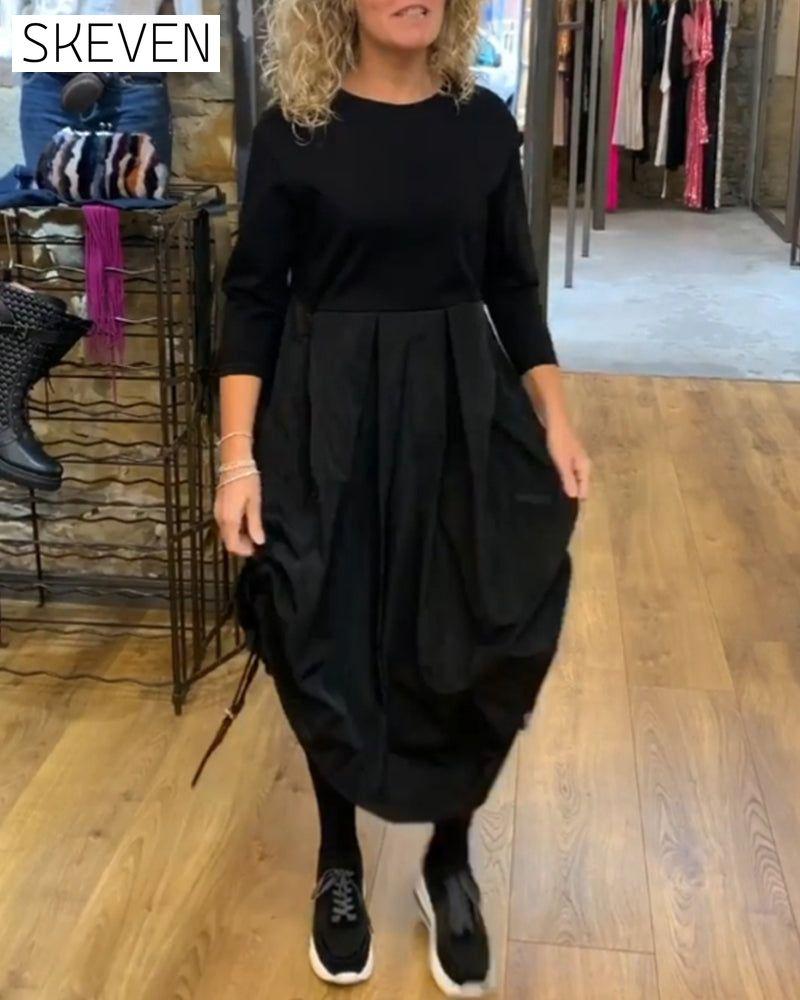Patchwork-Freizeitkleid mit Kordelzug